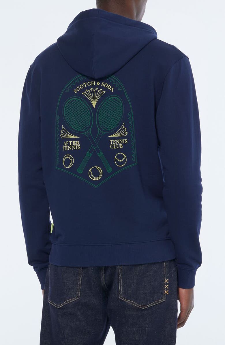 Scotch & Soda Scribble Cotton Graphic Hoodie, Alternate, color, Navy