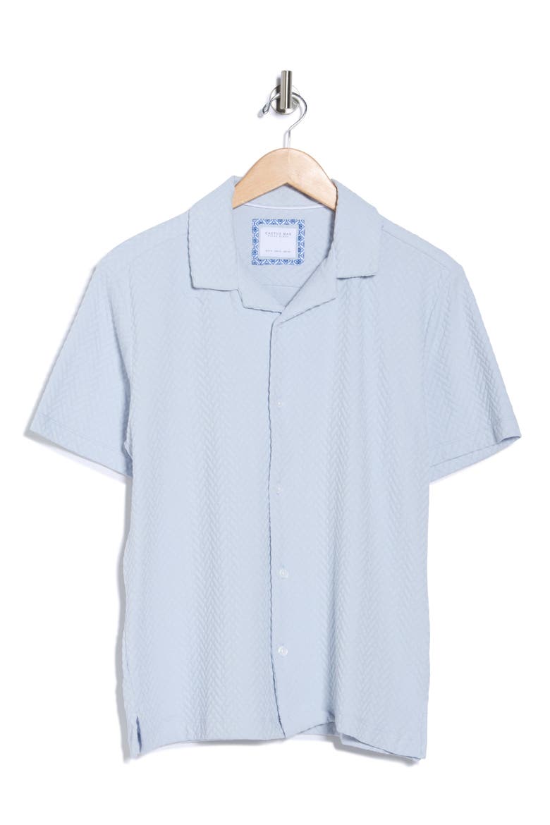 Textured Short Sleeve Button-Up Shirt, Alternate, color, LIGHT BLUE