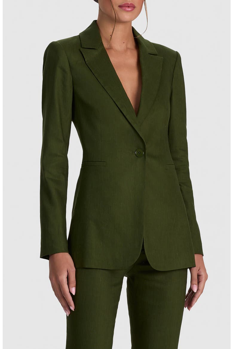 Breann Long Fitted Blazer, Alternate, color, DARK FERN
