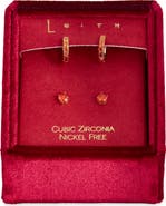 Leith Set of 2 Cubic Zirconia Stud & Huggie Hoop Earrings