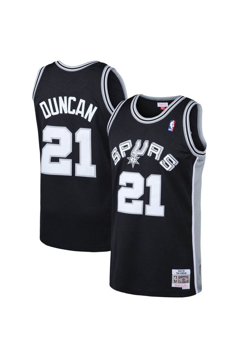 Men's Mitchell & Ness Tim Duncan Black San Antonio Spurs 1998/99 Big & Tall Hardwood Classics Swingman Jersey, Alternate, color, Black