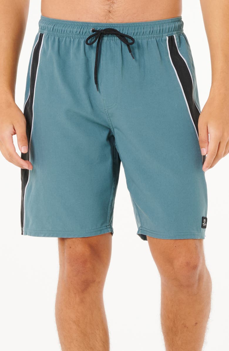 Rip Curl Giant Prawn Volley Swim Trunks, Main, color, Bluestone