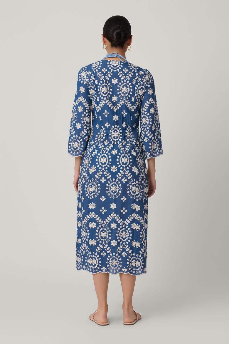 Cannes Embroidered Chambray Maxi Cover Up, Alternate, color, Chambray