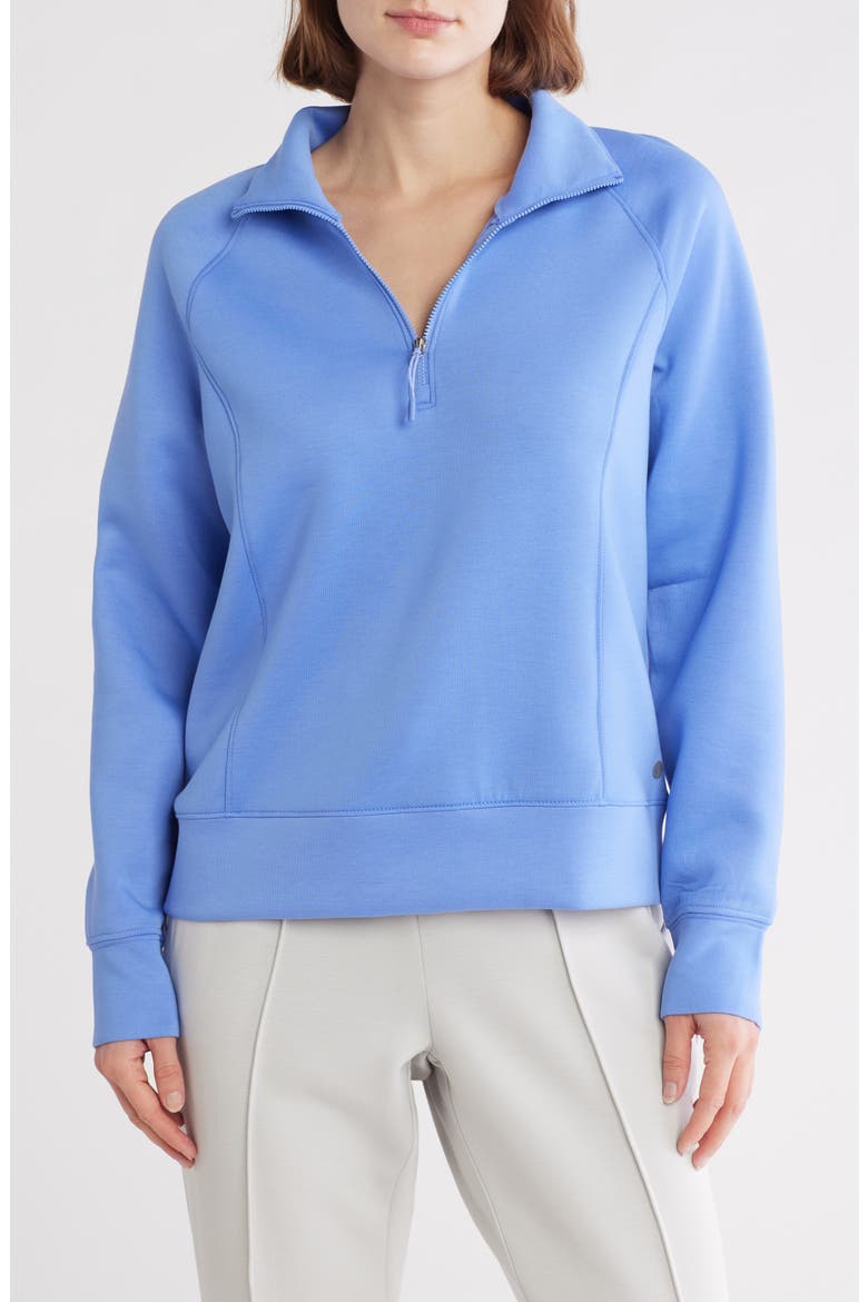 Stellar Scuba Knit Quarter Zip Pullover, Main, color, PERSIAN JEWEL