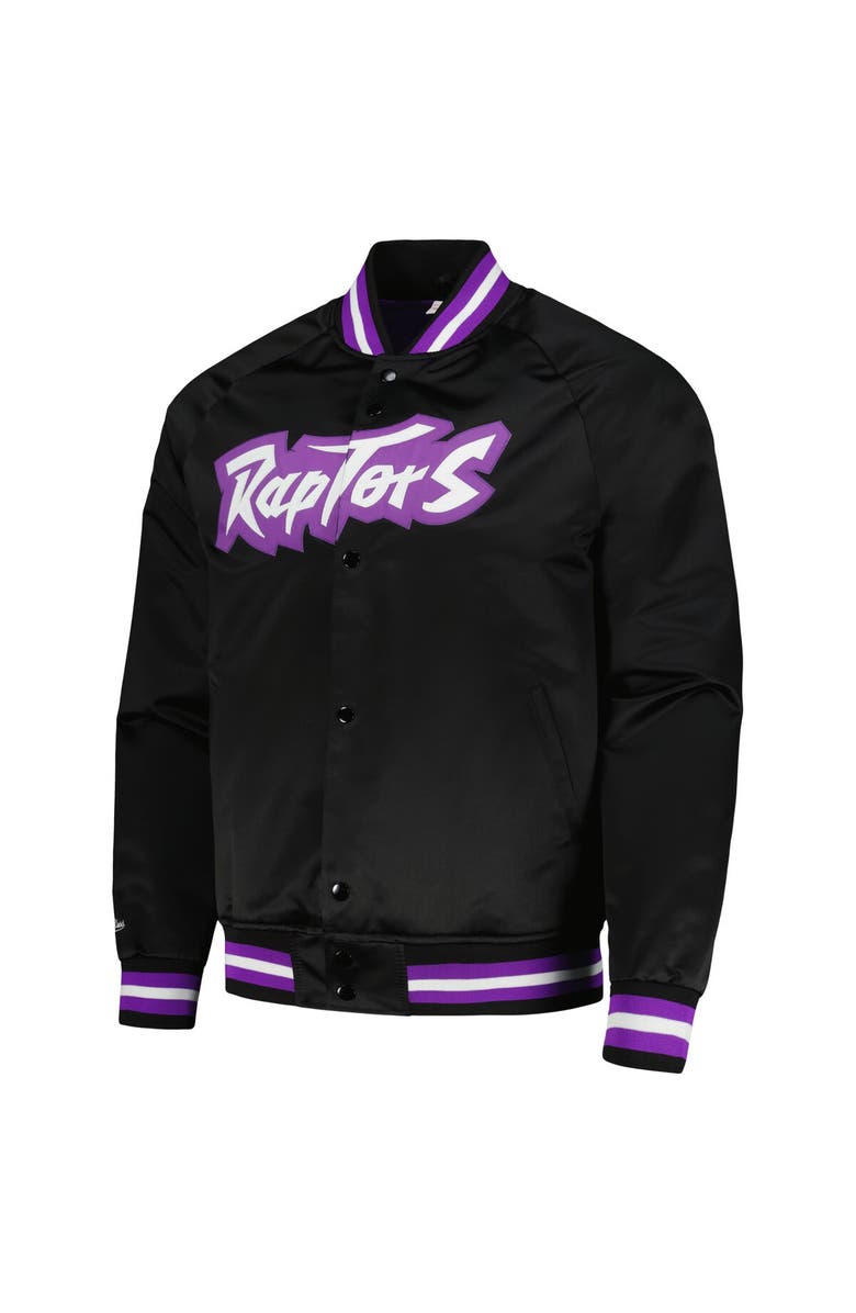 Mitchell & Ness Men's Mitchell & Ness Black Toronto Raptors Hardwood Classics Throwback Wordmark Raglan Full-Snap Jacket, Alternate, color, Black