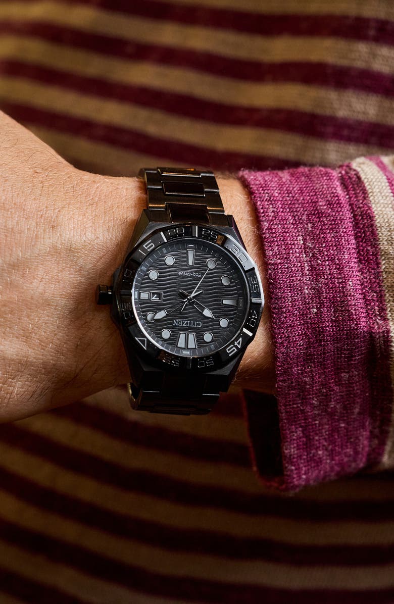 Citizen Brycen Eco-Drive Bracelet Watch, 42mm, Alternate, color, Black