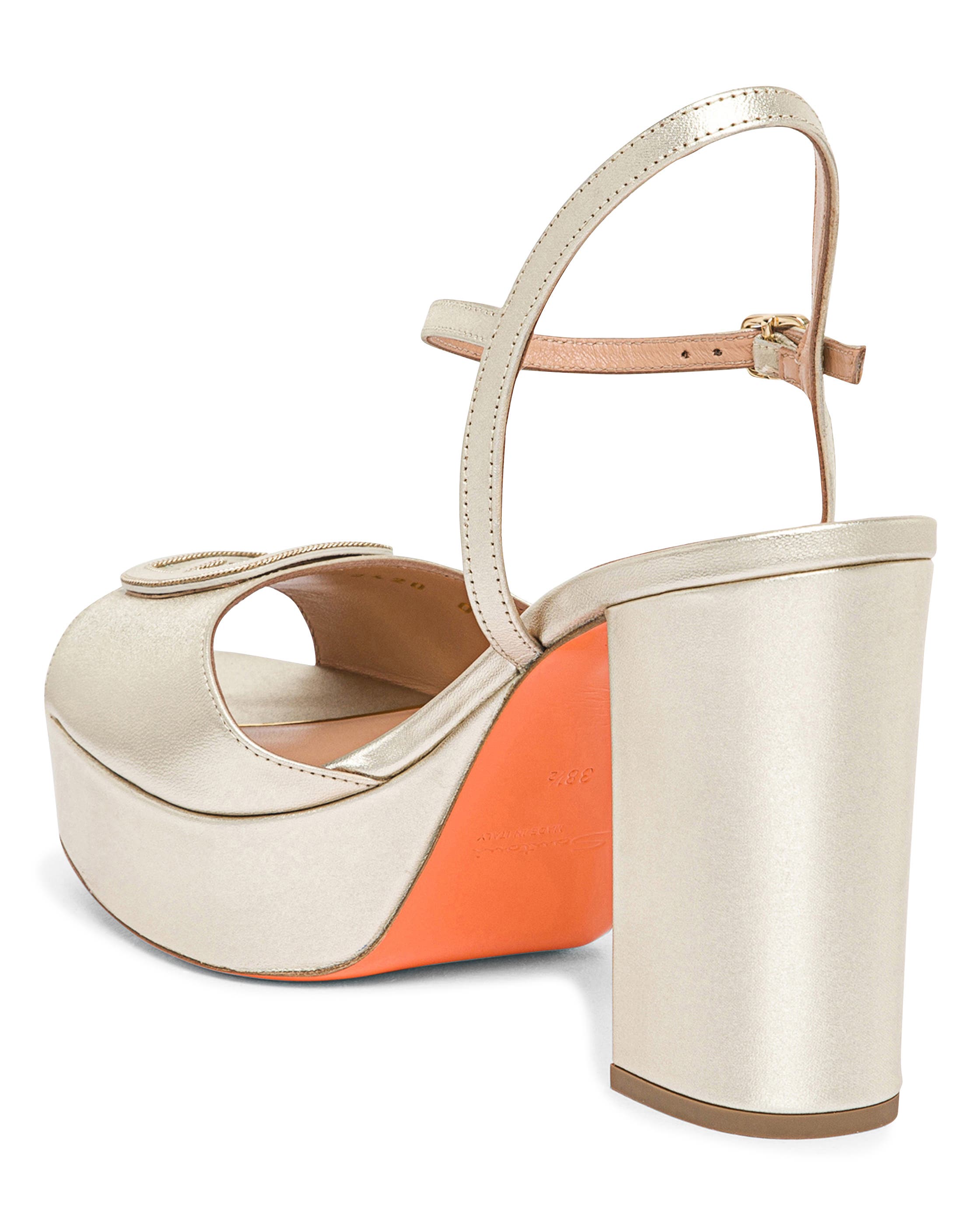 Laminated Leather High-Heel Sandal, Alternate, color, Gold
