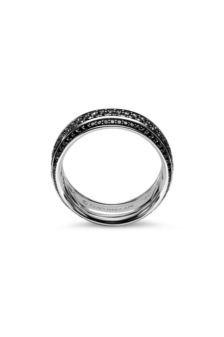 Men's Beveled Band Ring with Pavé Black Diamonds, Alternate, color, WHITE GOLD/ BLACK DIAMOND