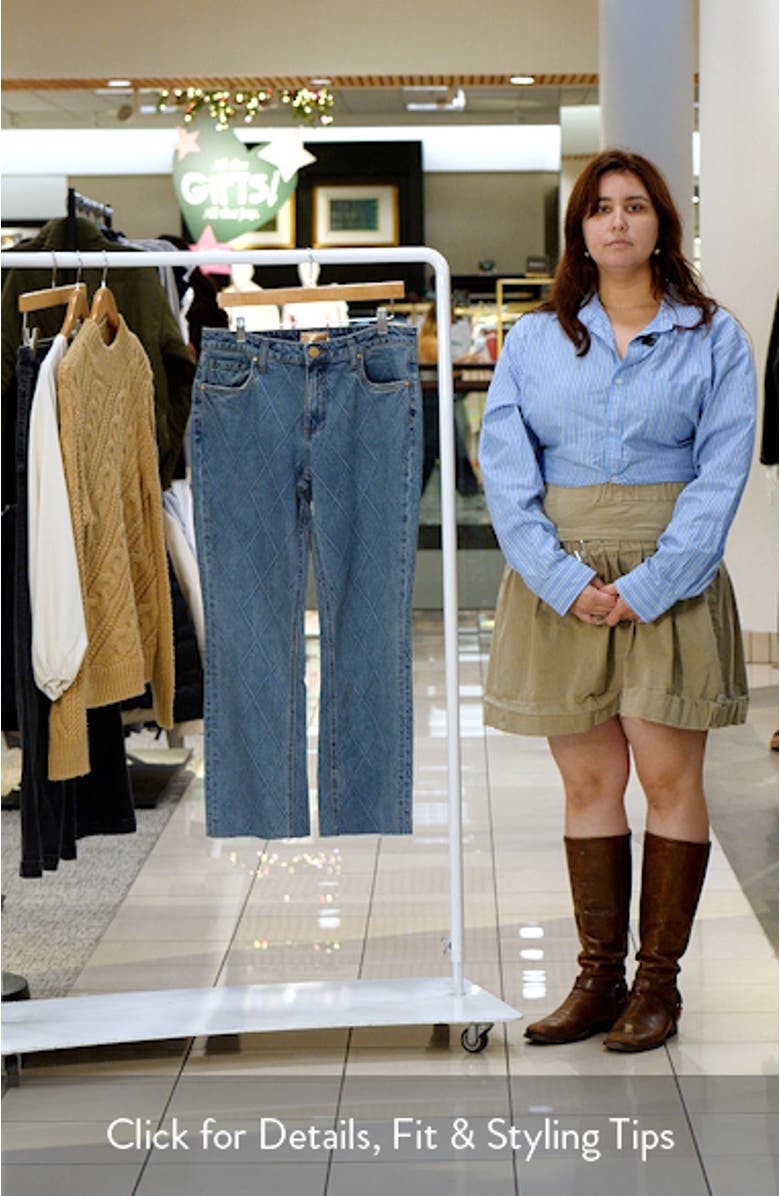 Kelsey Fab Ab Diamond Print Raw Hem Ankle Flare Jeans, sales video thumbnail