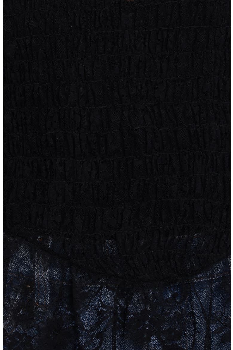 Adeline Smocked Peplum Lace Top, Alternate, color, BLACK