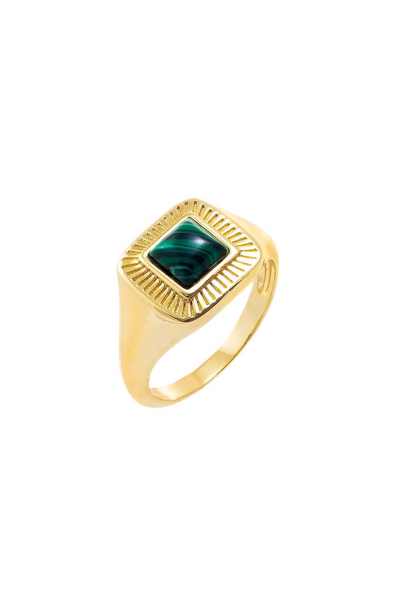 BY ADINA EDEN Square Colored Stone Ridged Signet Pinky Ring, Main, color, 
