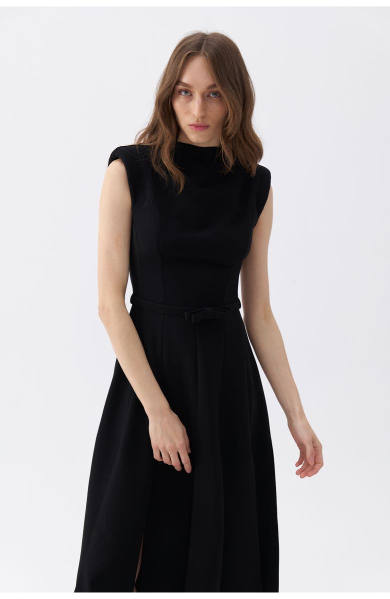 Nocturne Padded Shoulder Midi Dress, Alternate, color, 