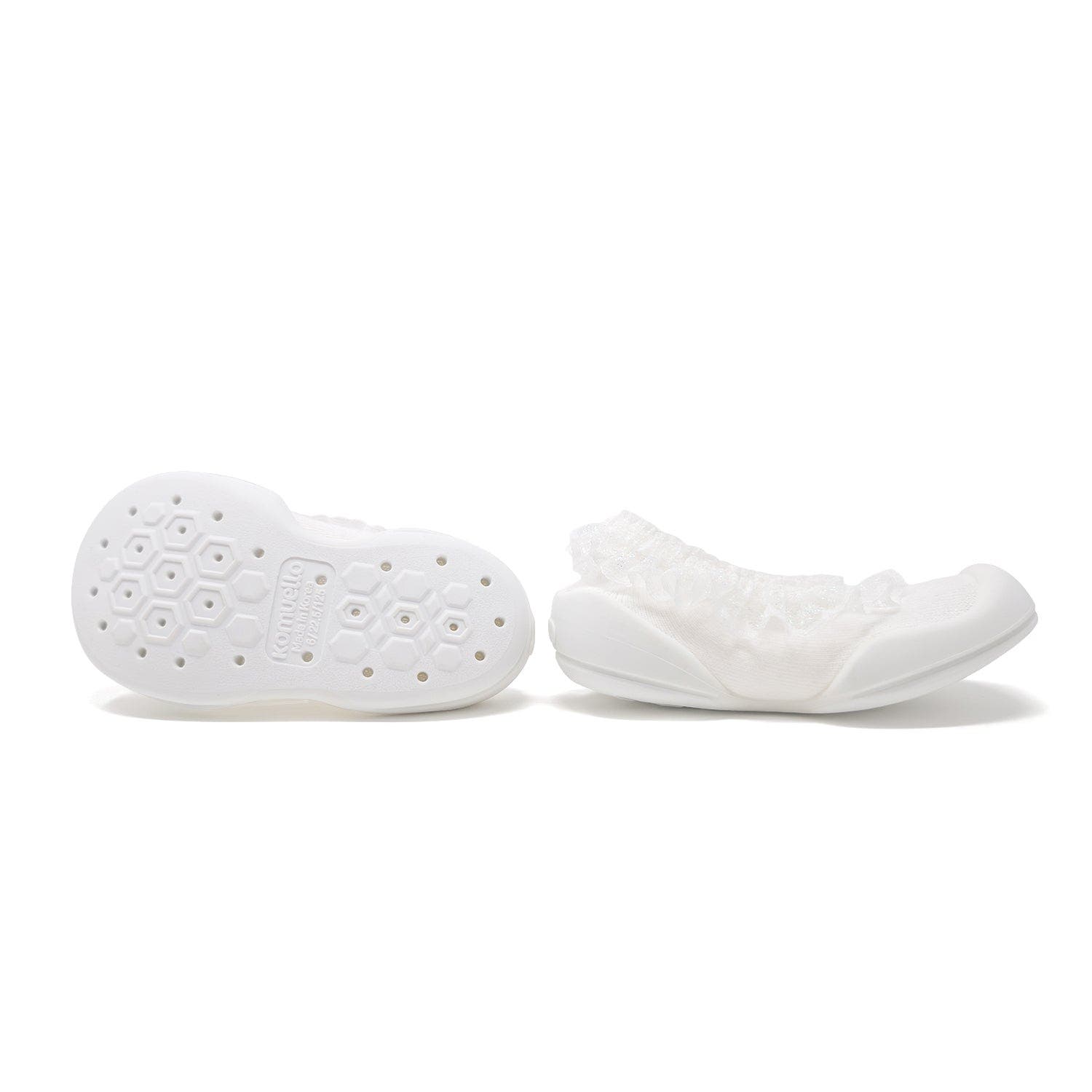Komuello Toddler Girl Sock Shoes Flat Style, Alternate, color, Snow Lace