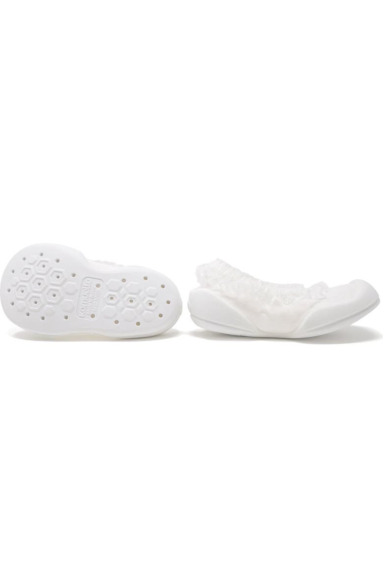 Komuello Toddler Girl Sock Shoes Flat Style, Alternate, color, Snow Lace