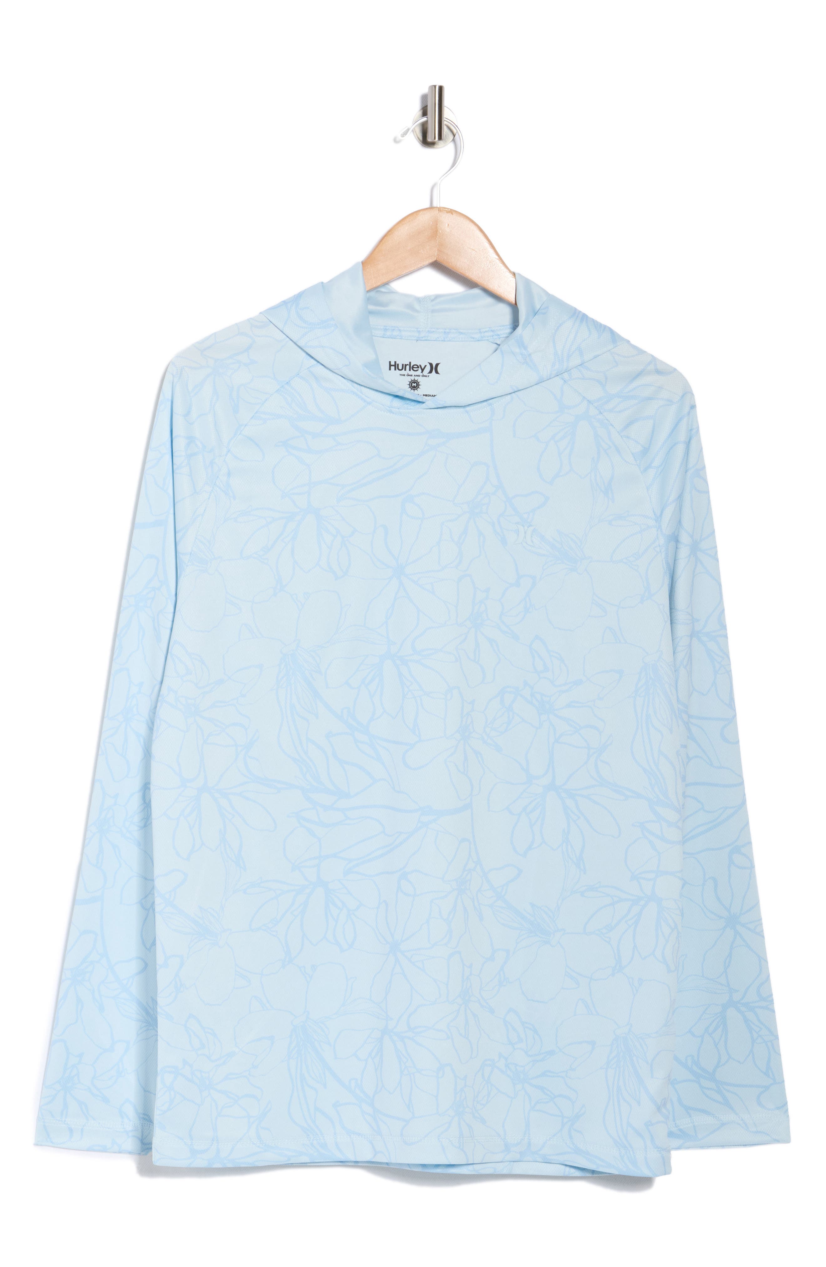 Hurley Floral Lines UPF 50+ Long Sleeve Hooded Swim Shirt