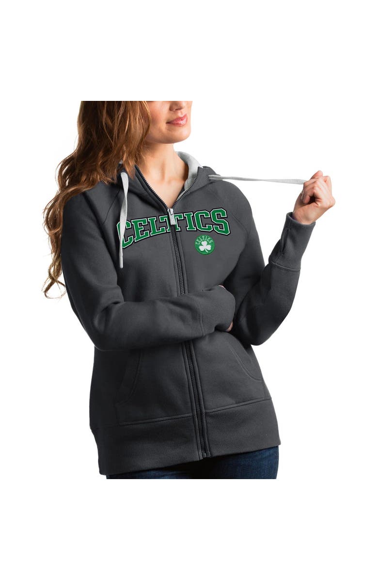 ANTIGUA Women's Antigua Charcoal Boston Celtics Team Victory Full-Zip Hoodie, Main, color, Charcoal