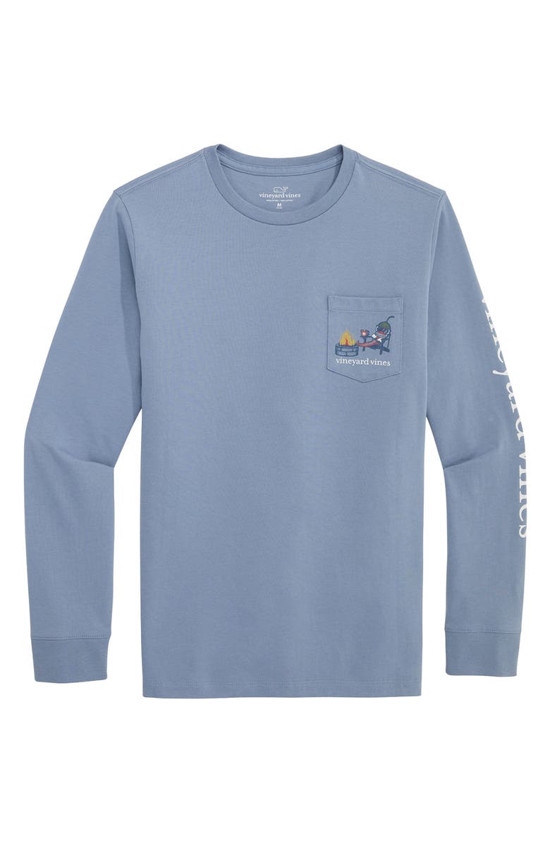 vineyard vines Kids' Chilly Peppers Long Sleeve Cotton Graphic Pocket T-Shirt, Main, color, Summer Evening