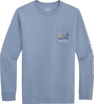 vineyard vines Kids' Chilly Peppers Long Sleeve Cotton Graphic Pocket T-Shirt