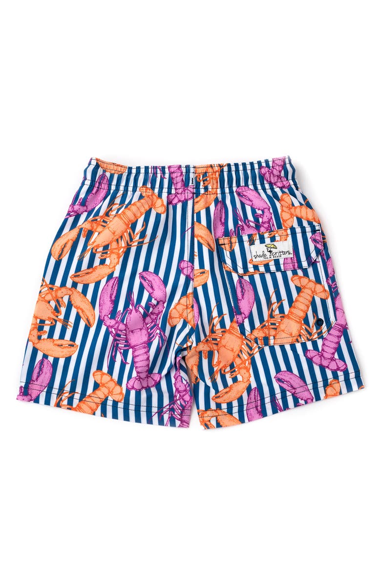 Shade Critters Kids' Lobster Stripe UPF 50+ Swim Shorts, Alternate, color, Blue Multi