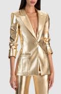 ALICE + OLIVIA Burns Faux Leather Blazer
