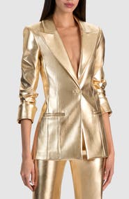 ALICE + OLIVIA Burns Faux Leather Blazer