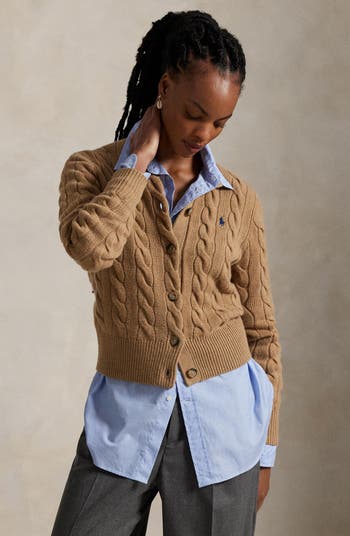 Cable Knit Wool & Cashmere Cardigan