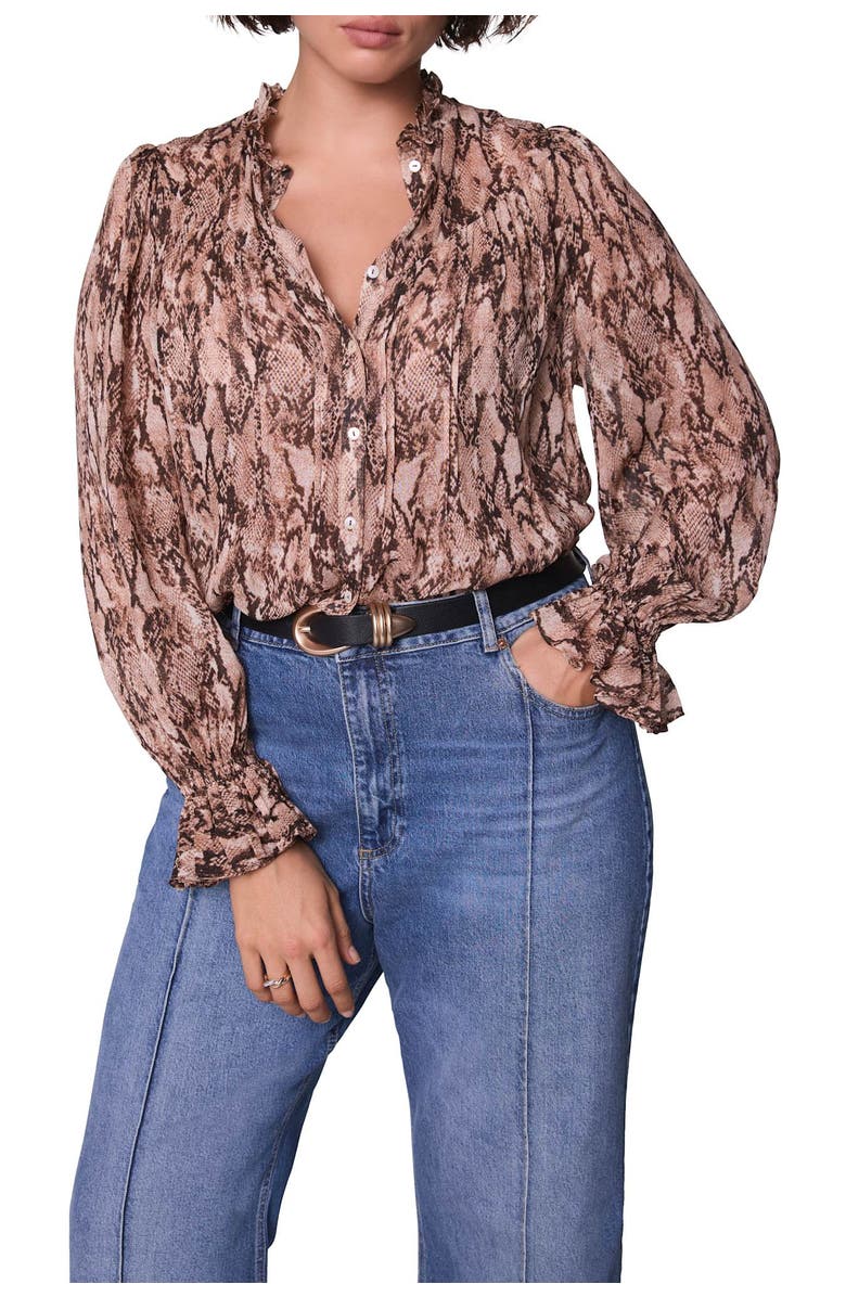 MINT VELVET Snake Print Blouse, Main, color, Brown