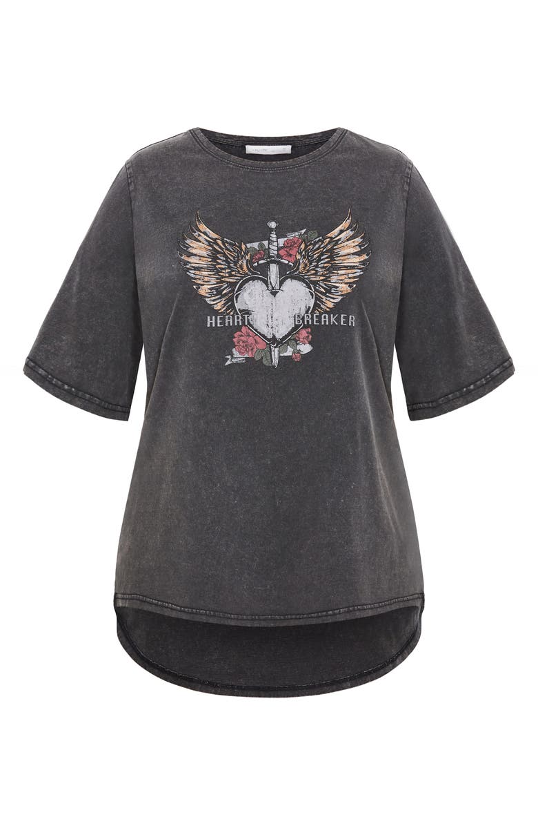 City Chic Kyra Heartbreaker Cotton Graphic T-Shirt, Alternate, color,