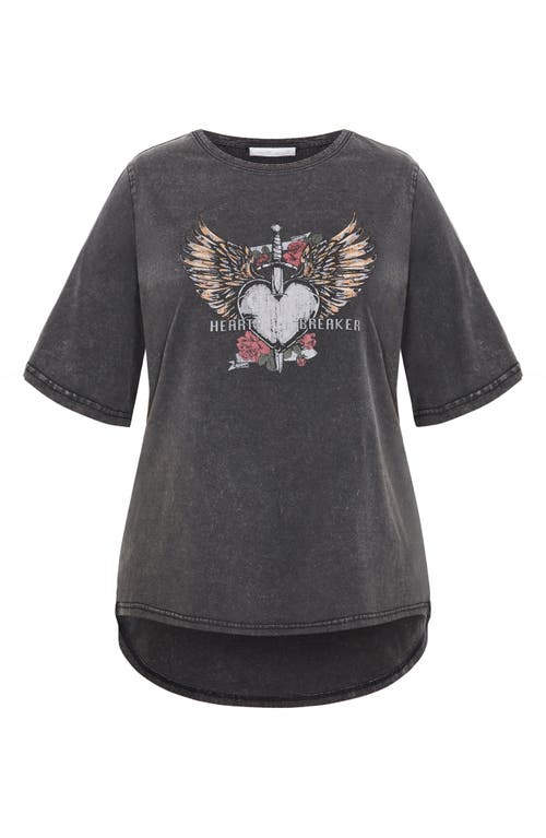 City Chic Kyra Cotton Graphic T-shirt In Gray