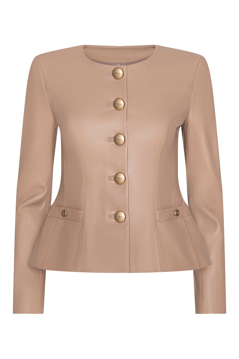 Mariella Leather Blazer, Alternate, color, CAPPUCCINO