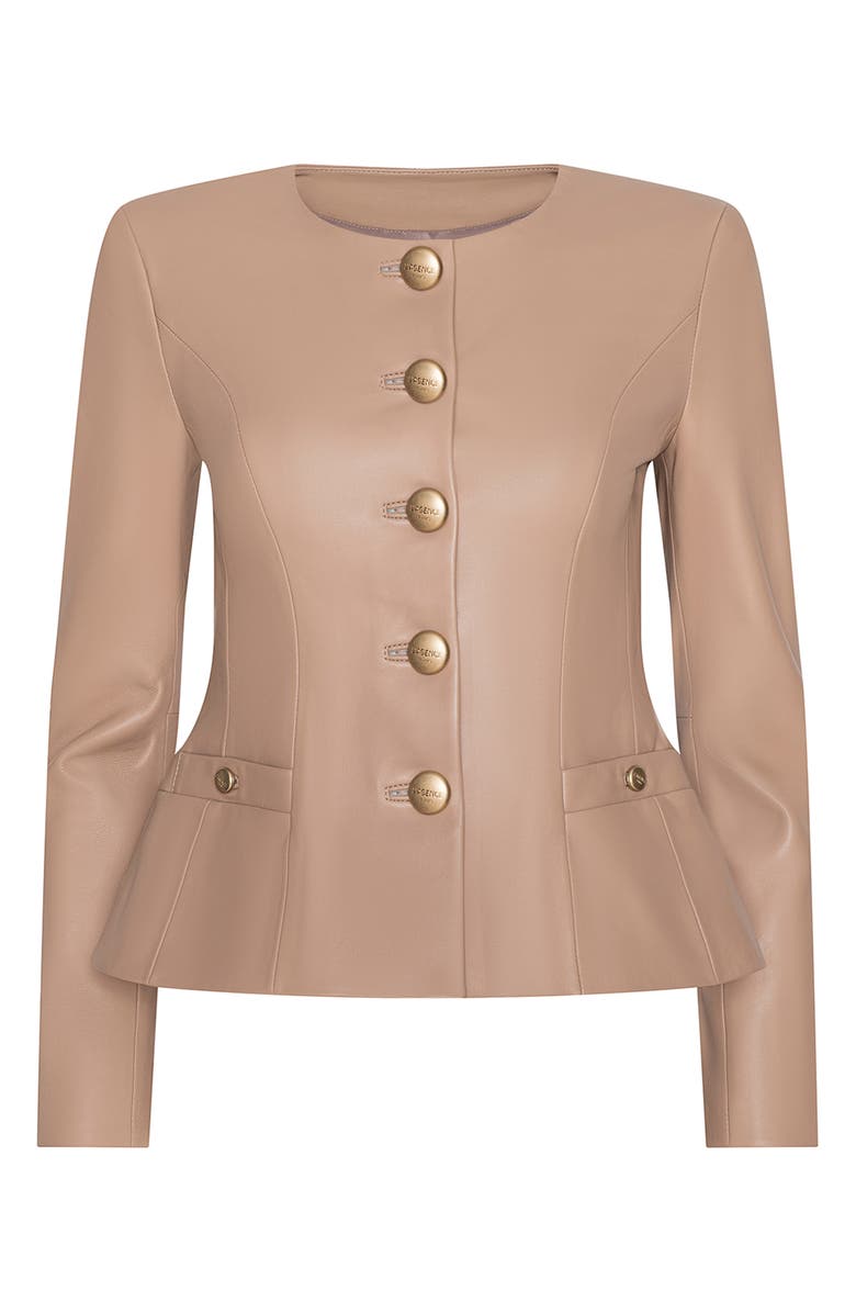 L'AGENCE Mariella Leather Blazer, Alternate, color, Cappuccino