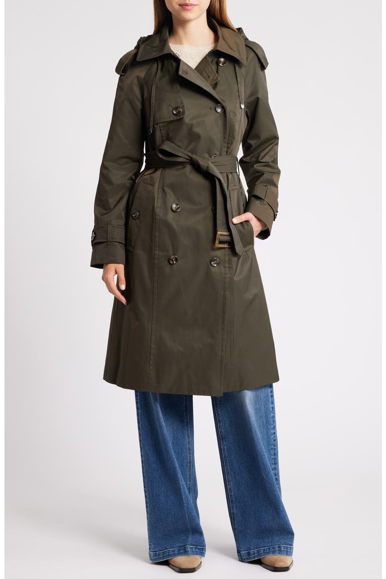 Water Resistant Belted Trench Coat, Main, color, OLIVE
