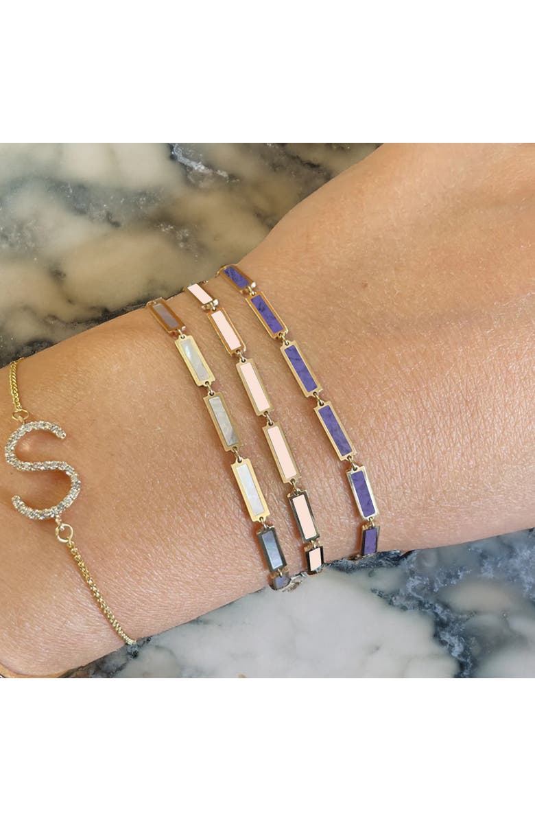 The Lovery Fine Jewelry Pink Pearl Bar Bracelet, Alternate, color, Pink Pearl