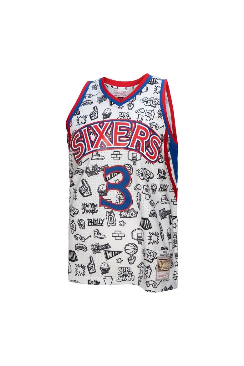 Men's Mitchell & Ness Allen Iverson White Philadelphia 76ers 1996/97 Swingman Jersey, Alternate, color, White
