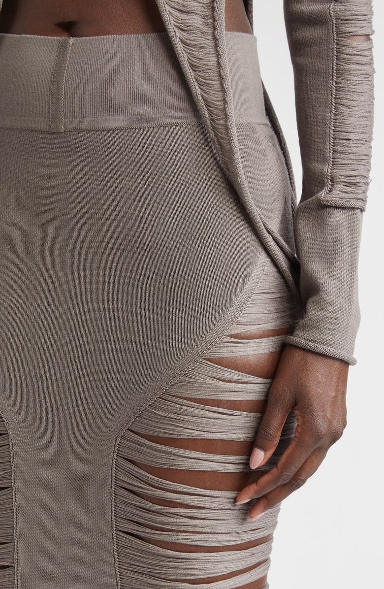 Rick Owens Gonna in Maglia Knit Wool Midi Skirt, Alternate, color, 