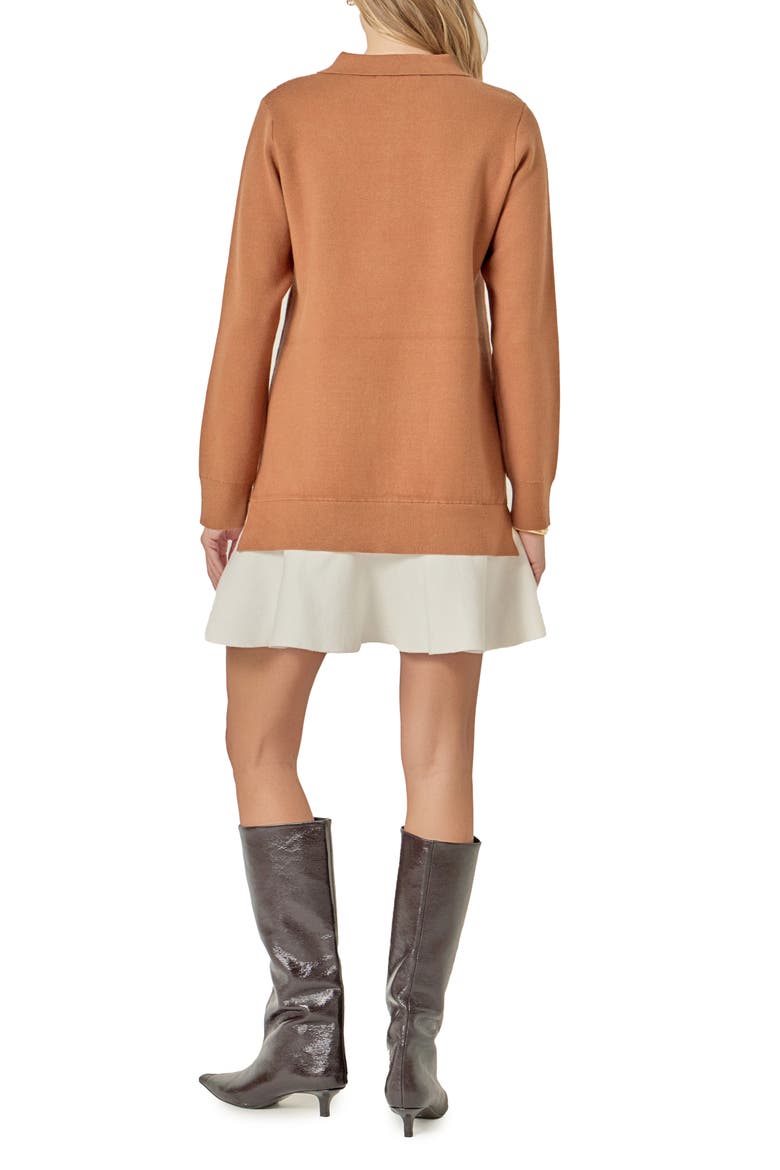 Argyle Long Sleeve Knit Minidress, Alternate, color, TAN/ PINK