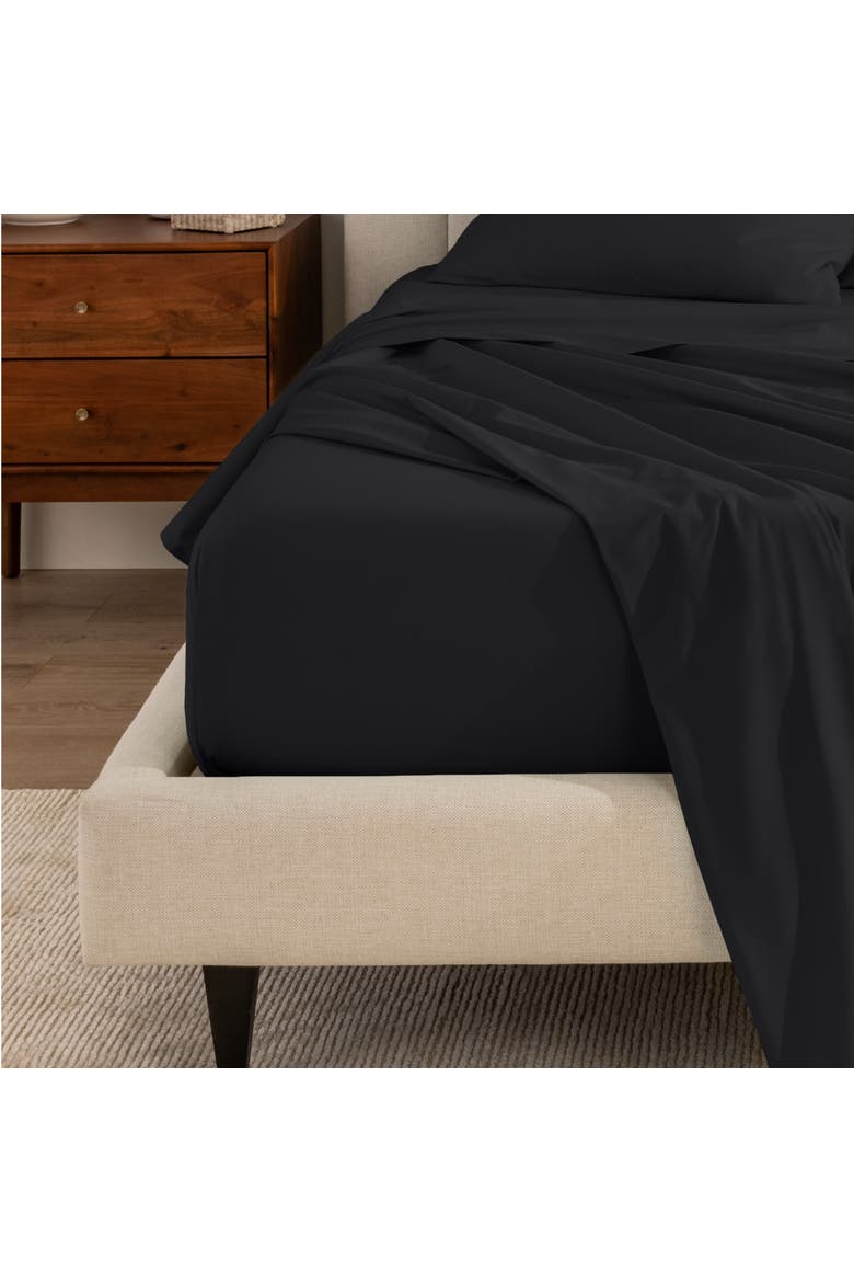 100% Organic Cotton Percale Sheet Set - Split Head King, Alternate, color, Black