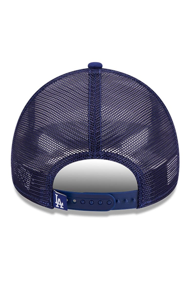 Men's New Era White/Royal Los Angeles Dodgers Stacked A-Frame Trucker 9FORTY Adjustable Hat, Alternate, color, White