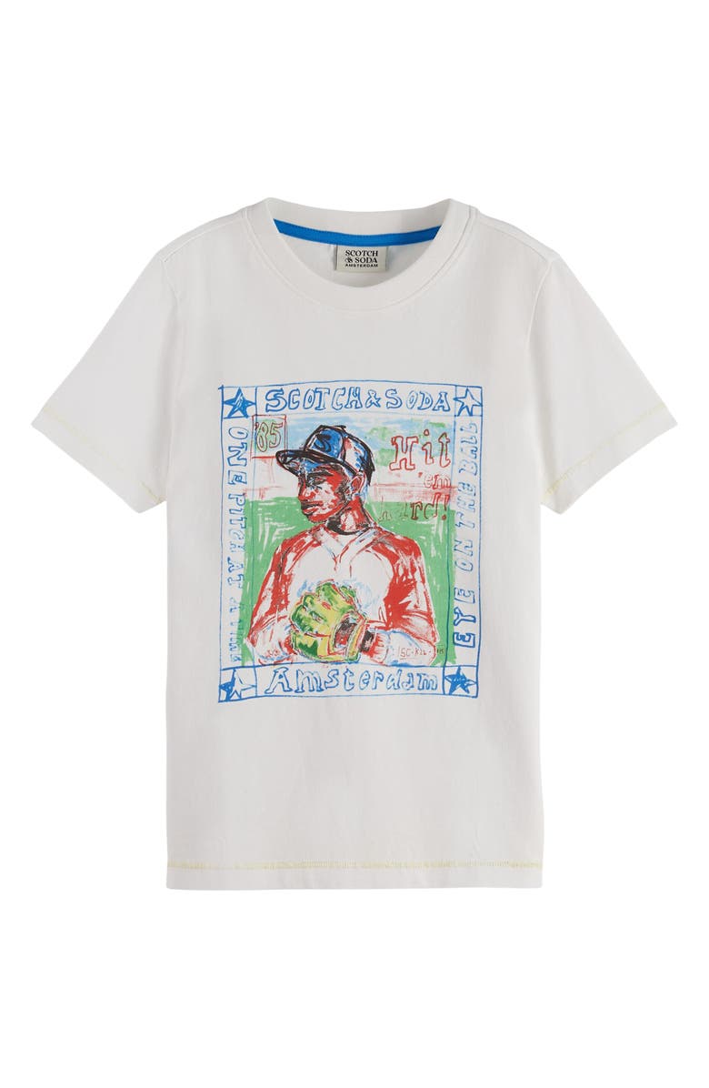Scotch & Soda Kids' Baseball Organic Cotton Graphic T-Shirt, Main, color, 