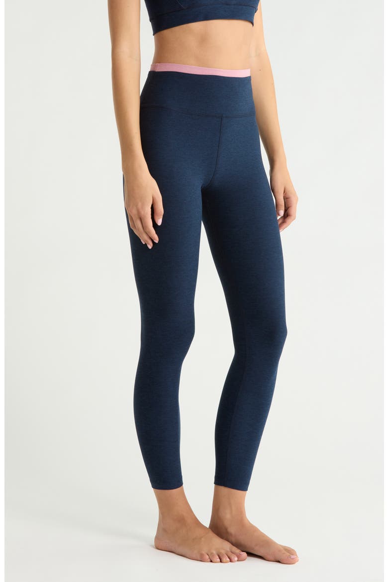 Space Dye High Waist Midi Leggings, Alternate, color, NOCTURNAL NAVY/ BALLET PINK