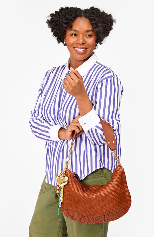 Clare V . Moyen Woven Leather Messenger Bag In Hazelnut Woven Zig Zag