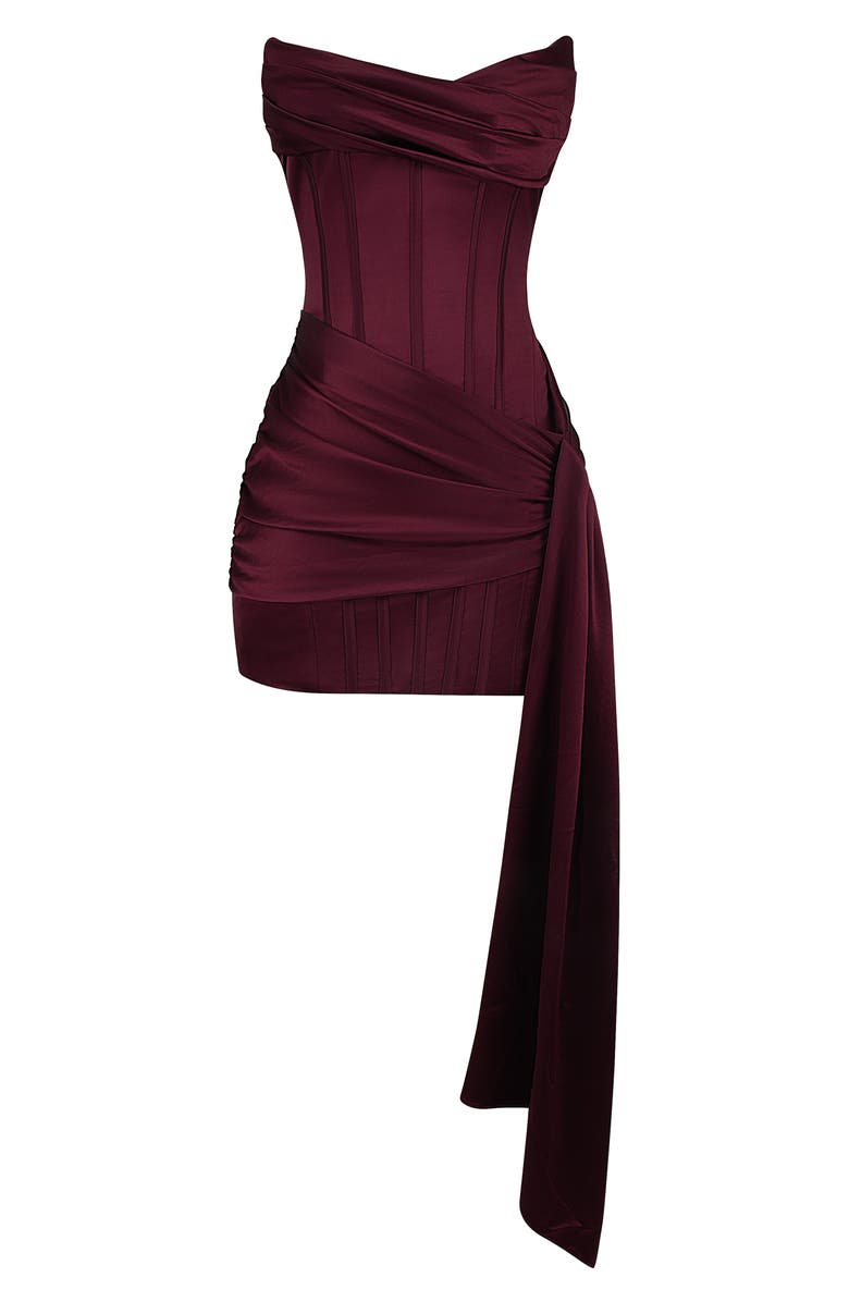 HOUSE OF CB Loubella Drape Strapless Satin Cocktail Minidress, Alternate, color,
