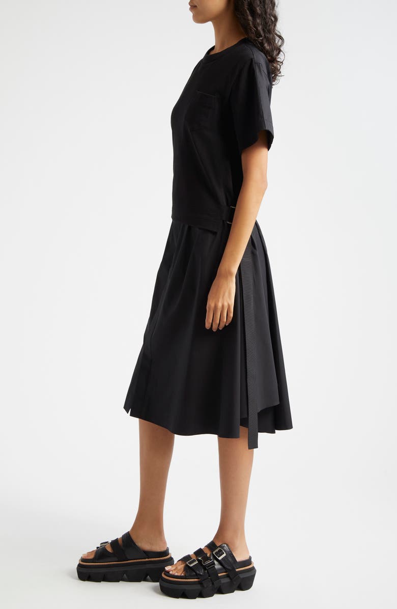 Sacai x Thomas Mason Layered Mixed Media Dress, Alternate, color, 