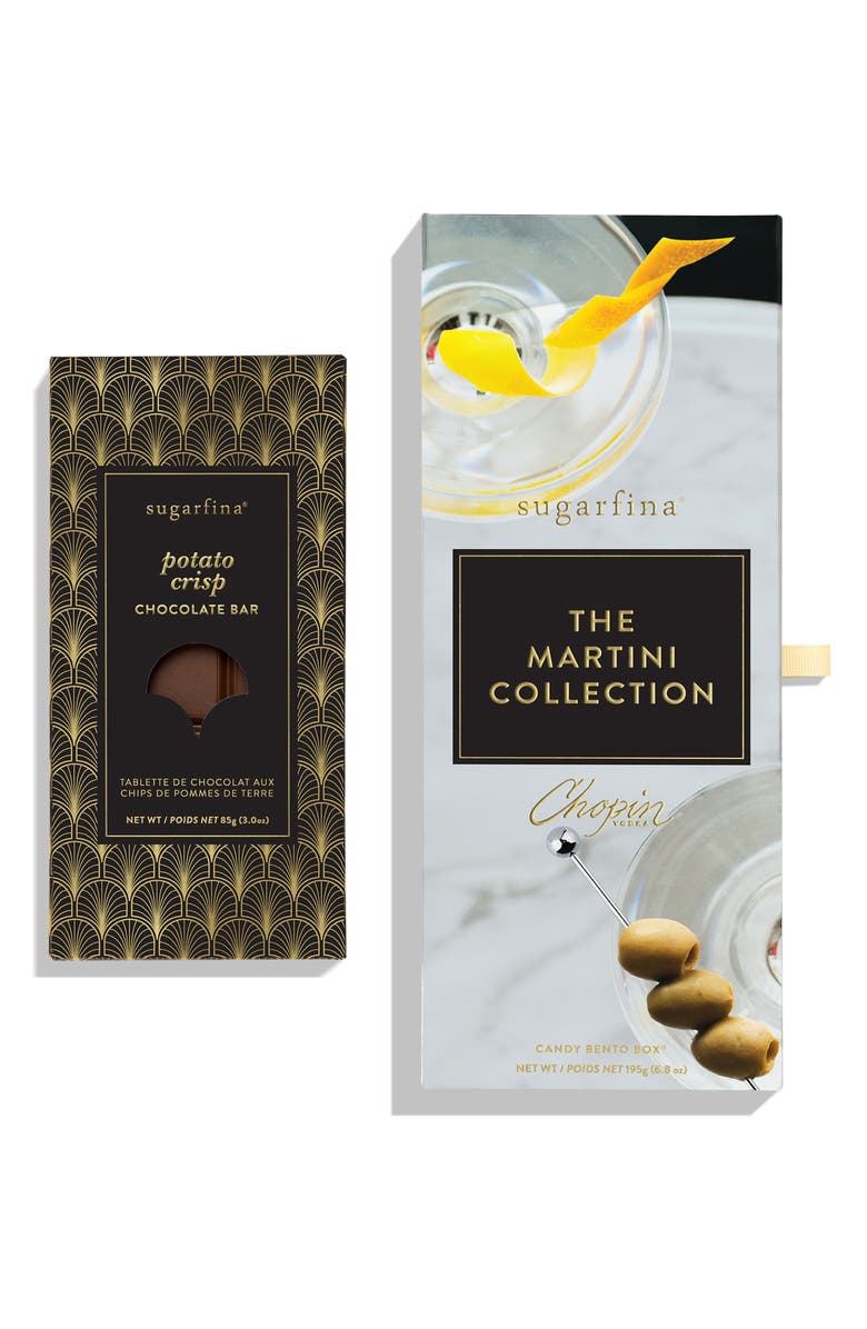 sugarfina The Martini Collection 3-Piece Candy Bento Box & Chocolate Bar Duo, Main, color, 