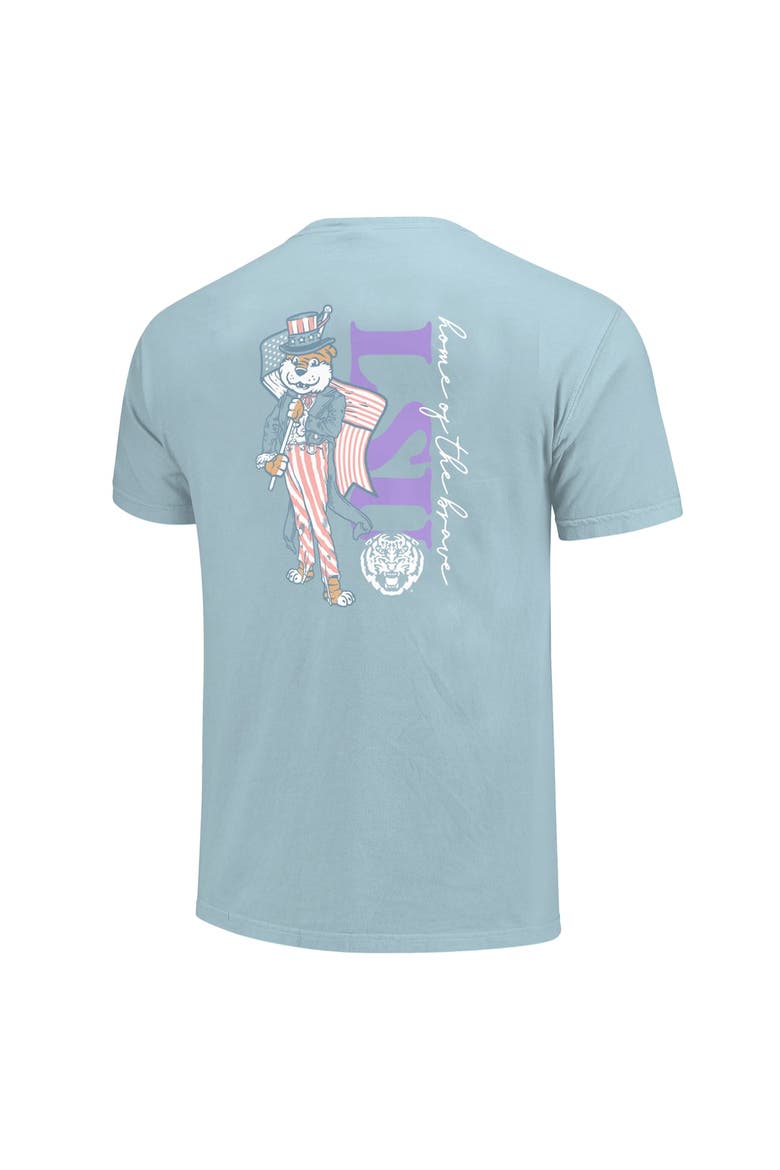 Women's Light Blue LSU Tigers Americana Mascot Comfort Colors T-Shirt, Alternate, color, Light Blue