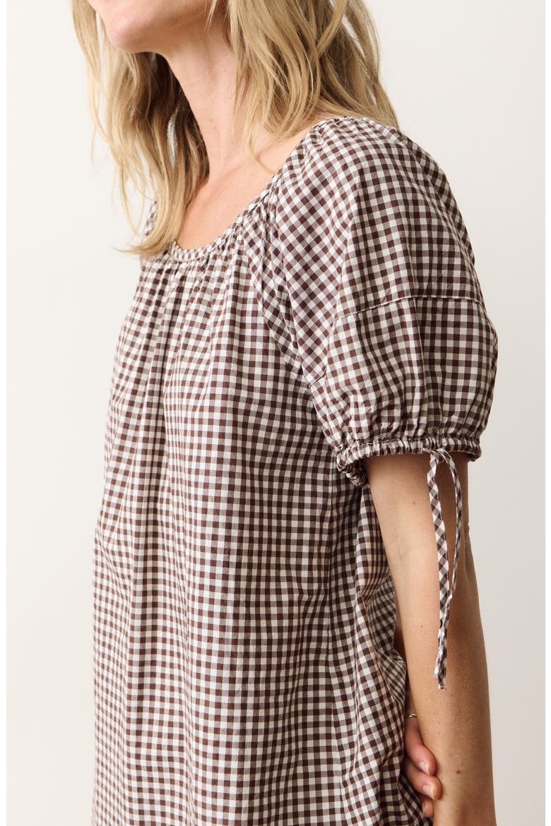 Aleca Gingham Pima Cotton Minidress, Alternate, color, CHOCOLATE GINGHAM
