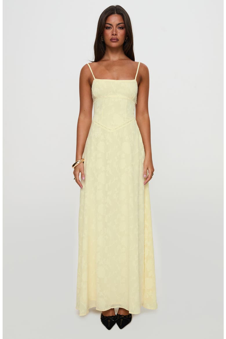 South of France Floral Burnout Maxi Dress, Alternate, color, YELLOW