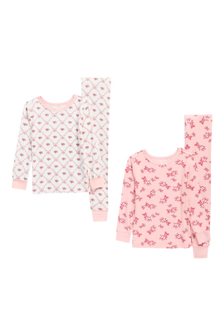 Kids' Ballet Fitted 4-Piece Pajama Set, Main, color, PINK