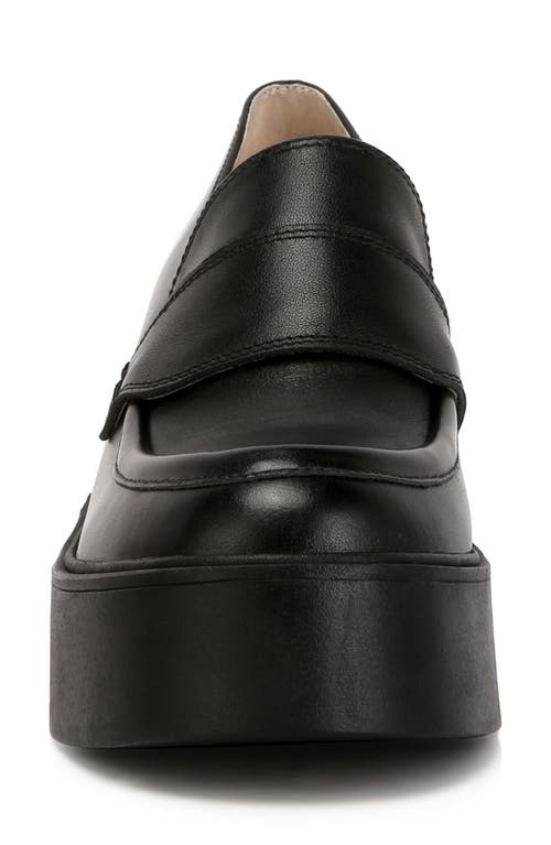 Rag & Co Elspeth Heeled Platform Leather Loafers In Black In Black