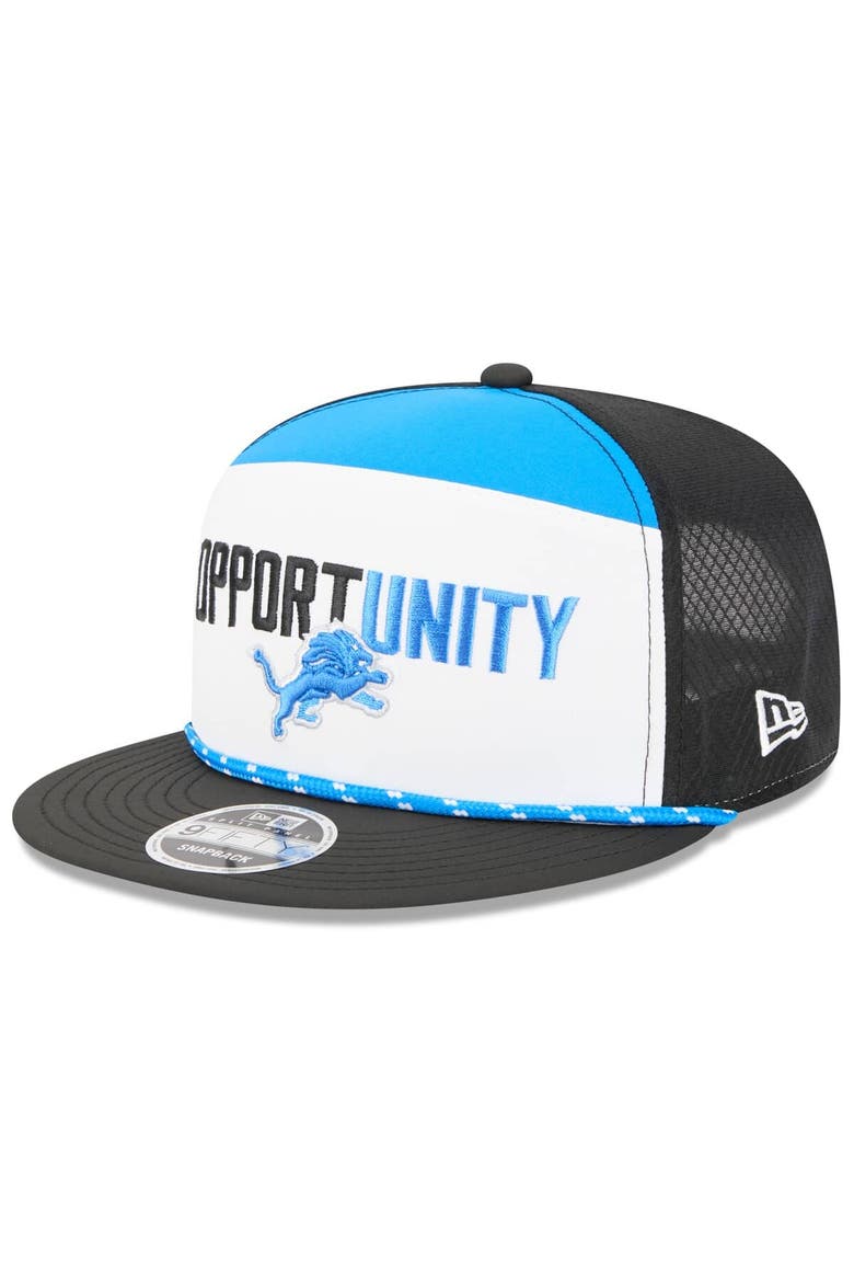 Men's New Era White/Black Detroit Lions 2025 Inspire Change Split Panel 9FIFTY Snapback Hat, Alternate, color, White